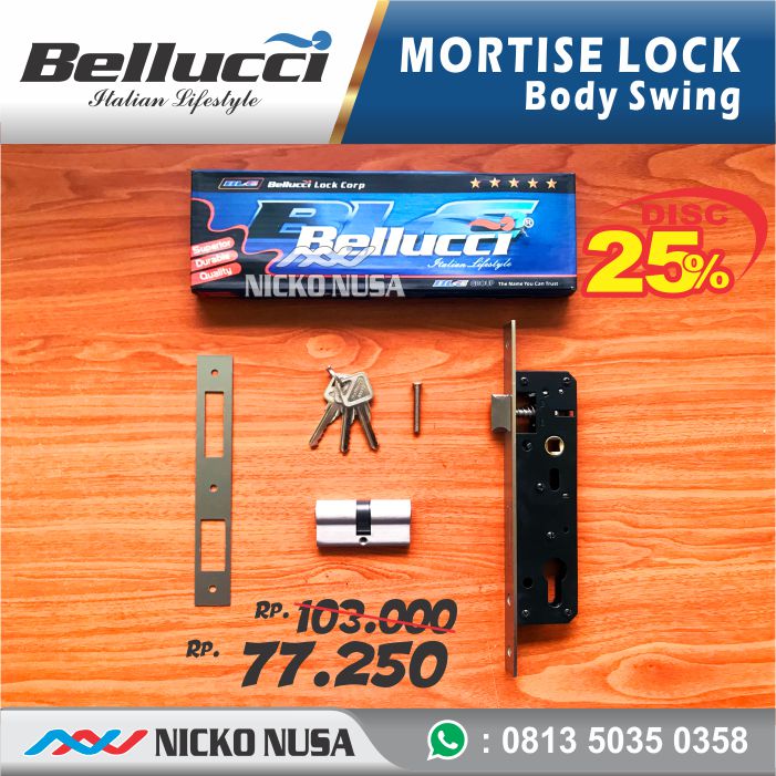 Lockcase Swing Aluminium BELLUCI BLC SR84030 + DC Mortise Lock Swing Aluminium