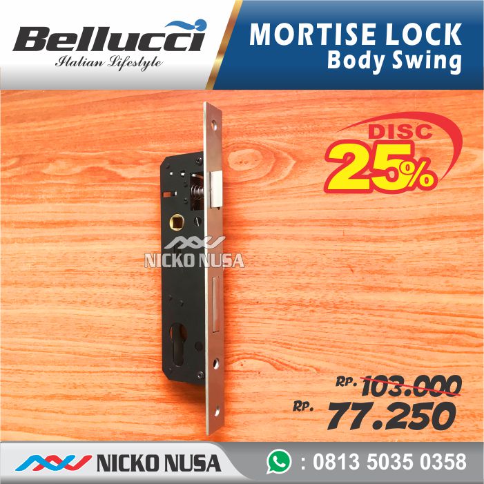 Lockcase Swing Aluminium BELLUCI BLC SR84030 + DC Mortise Lock Swing Aluminium - Gambar 2
