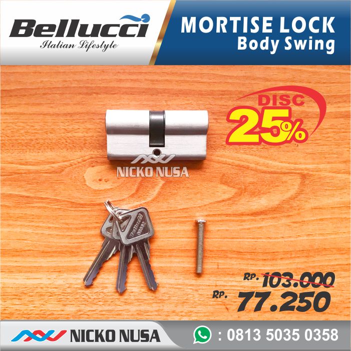 Lockcase Swing Aluminium BELLUCI BLC SR84030 + DC Mortise Lock Swing Aluminium - Gambar 3
