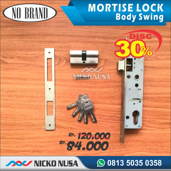 Lockcase Swing Aluminium LCA30 + DC65 Mortise Lock Swing Aluminium