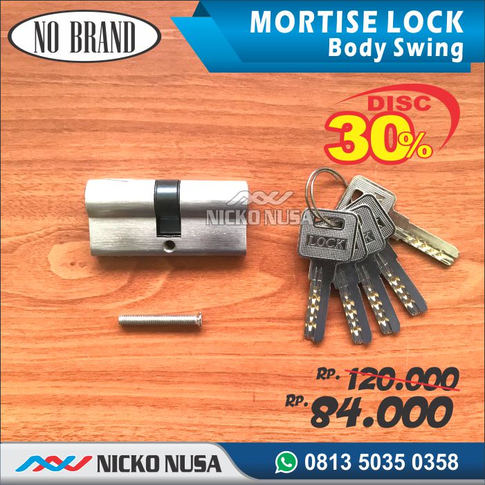 Lockcase Swing Aluminium LCA30 + DC65 Mortise Lock Swing Aluminium - Gambar 3