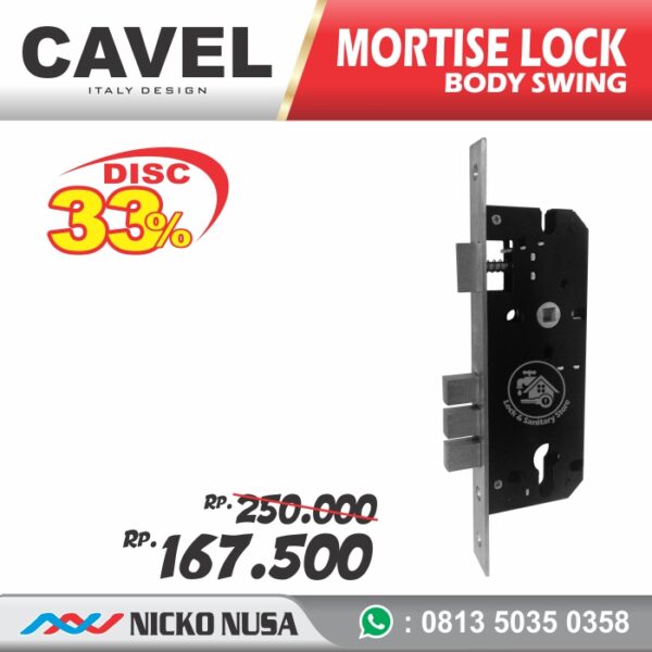 MORTISE LOCK Body Swing CAVEL LC CAVEL SS + DCK Body Kunci Swing + CYLINDER KOMPUTER KEY - Gambar 2