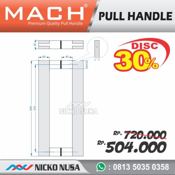 Pull Handle Pintu MACH PADUA 600 SS Handle Pintu - Gambar 2