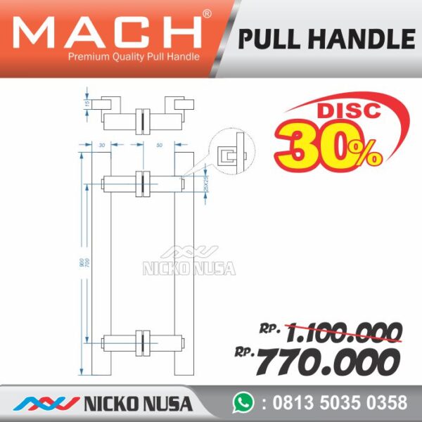 Pull Handle Pintu MACH FANO 900 SSS Handle Pintu - Gambar 2