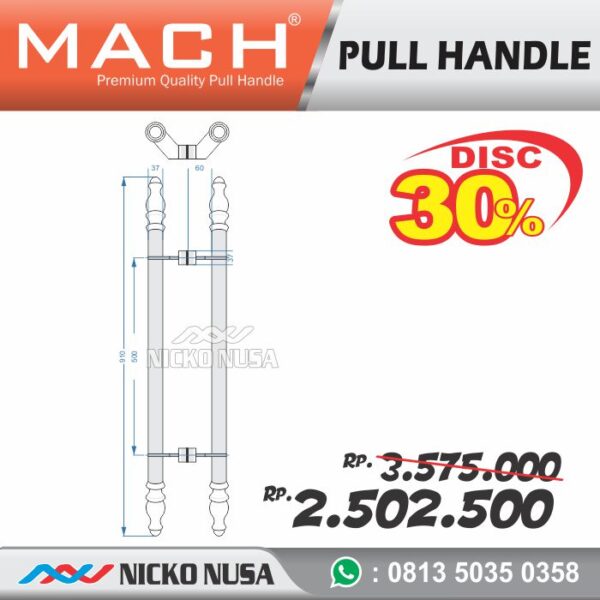 Pull Handle MACH EXCL INHAND 10-900 SS/PSS Handle Pintu - Gambar 2