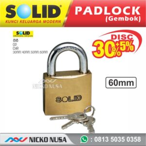 Gembok Solid / Padlock SOLID 818-60MM GP Chrome