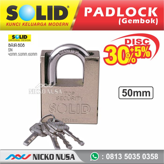 Gembok Solid / Padlock SOLID BAJA 808 - 50MM SN