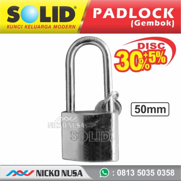 Gembok Solid / Padlock SOLID 818 L - 50MM CHROME