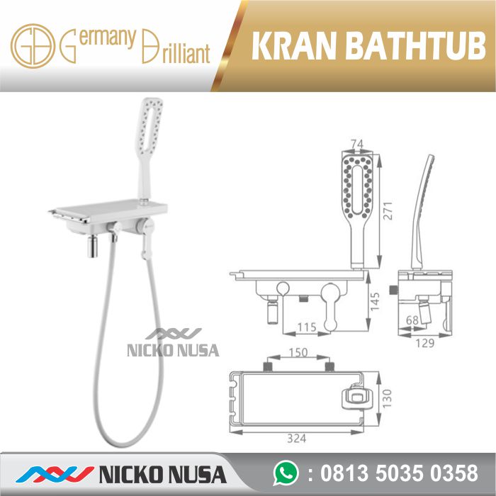 GERMANY BRILLIANT VRB2-W SINGLE LEVER BATHTUB MIXER White