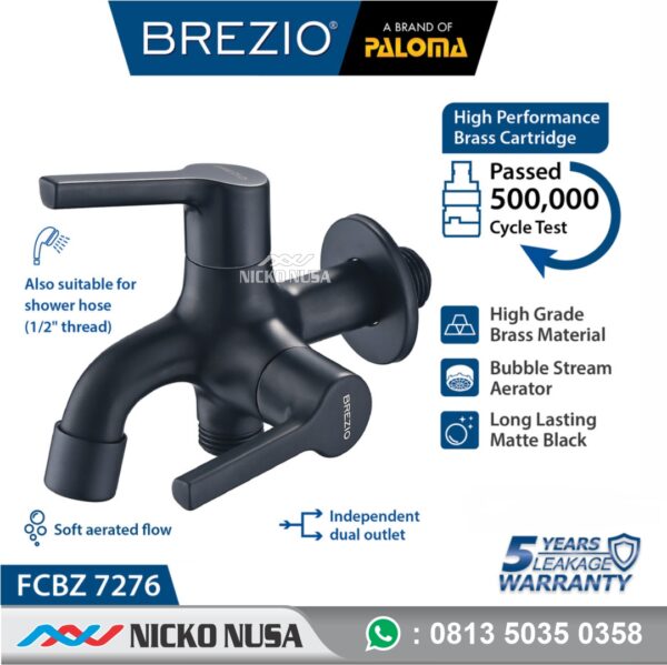 BREZIO FCBZ 7276 Keran Cabang Shower Bak Mandi Double Tembok Kran Air